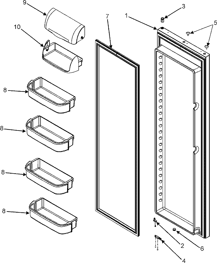 REFRIGERATOR DOOR Diagram and Parts List for MSD265MHEW  Maytag Refrigerator