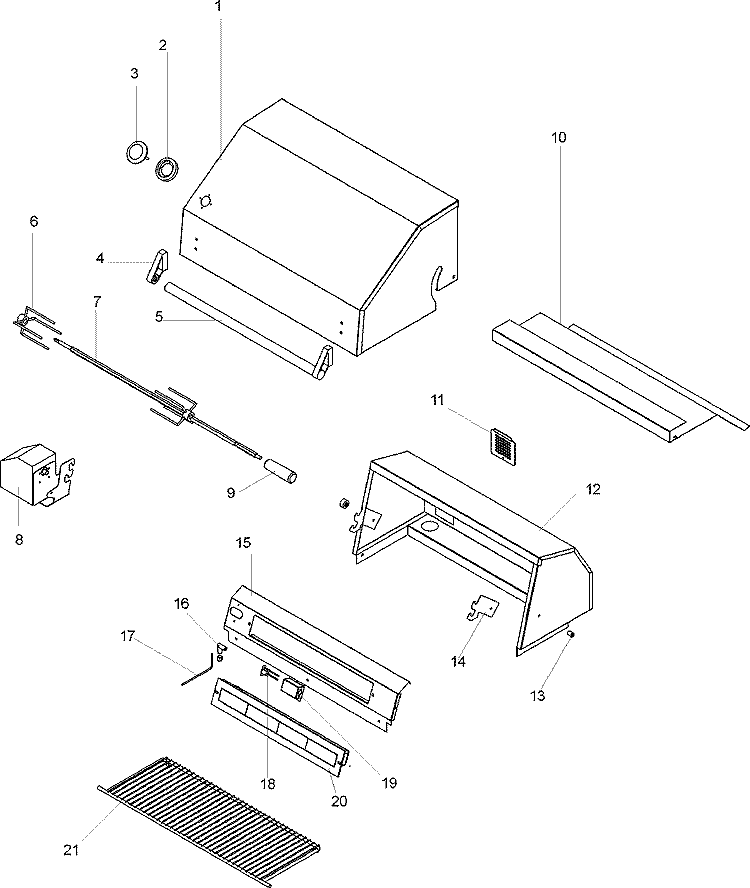 MAYTAG BBQ HOOD Diagram and Parts List for MBQ30  Maytag Smoker
