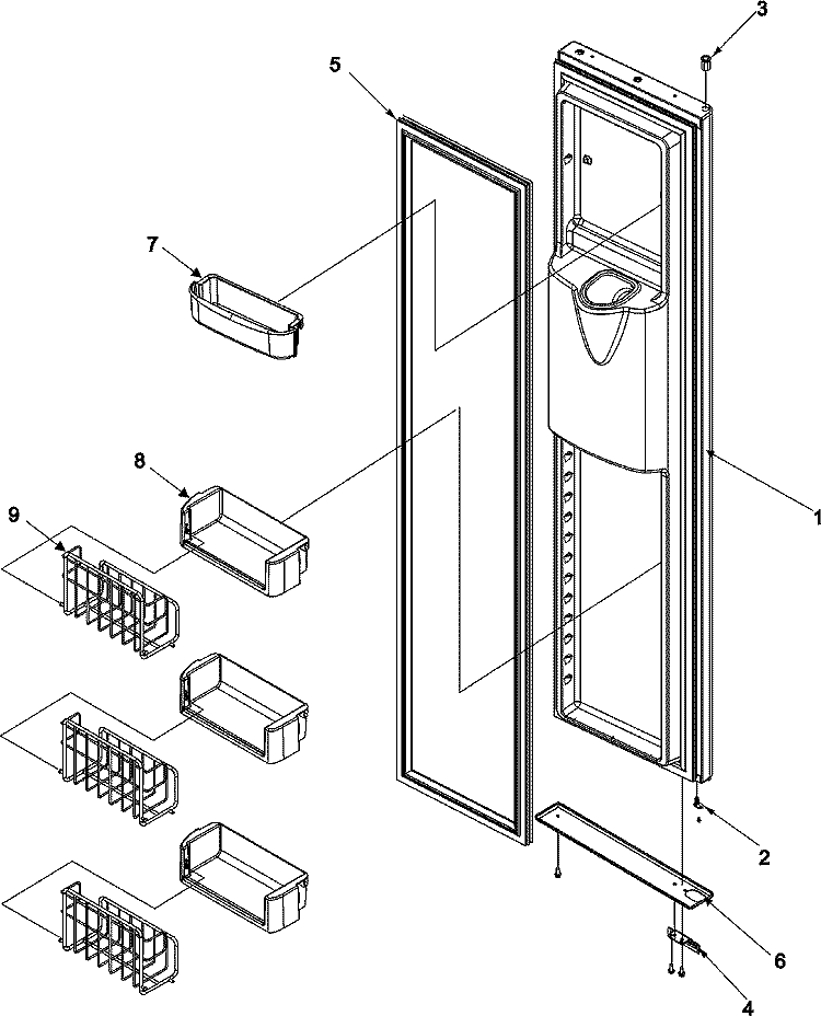 FREEZER DOOR Diagram and Parts List for JCD2292HTW  Jenn-Air Refrigerator
