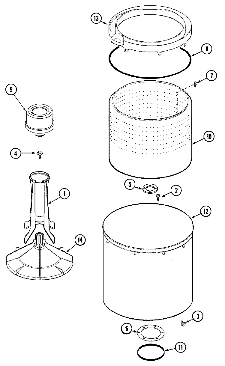TUB Diagram and Parts List for CAV4000AWW  Magic Chef Washer