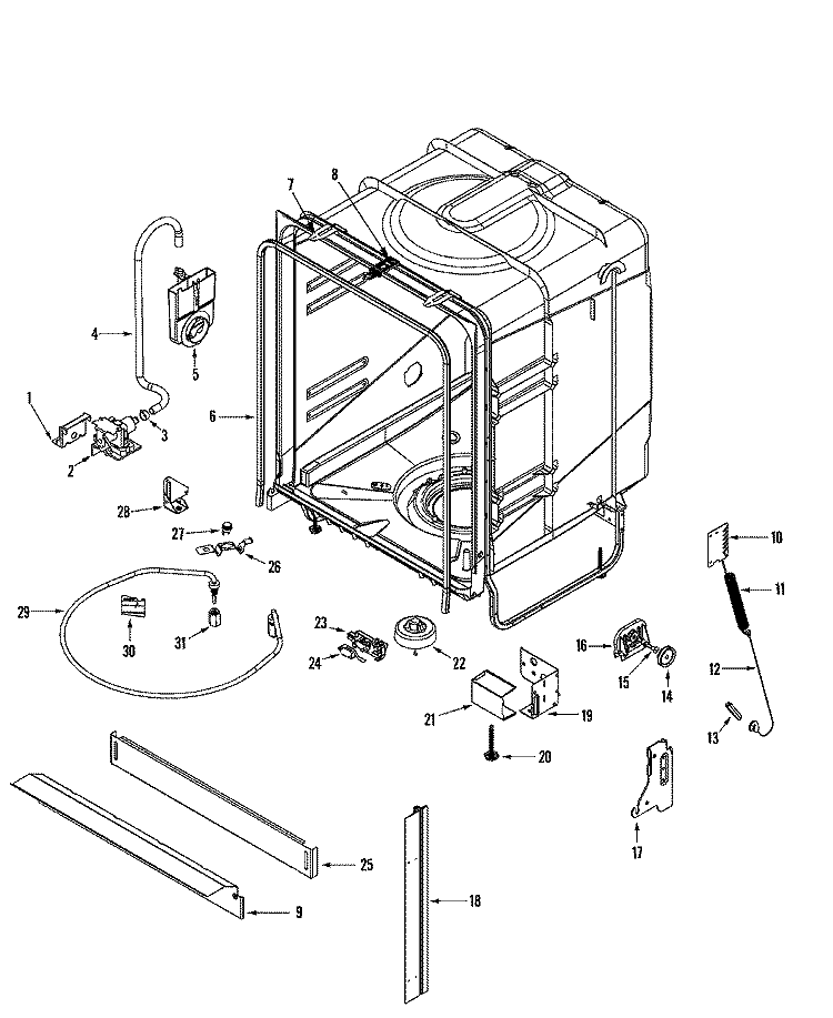 TUB Diagram and Parts List for DWD1500AWW  Admiral Dishwasher