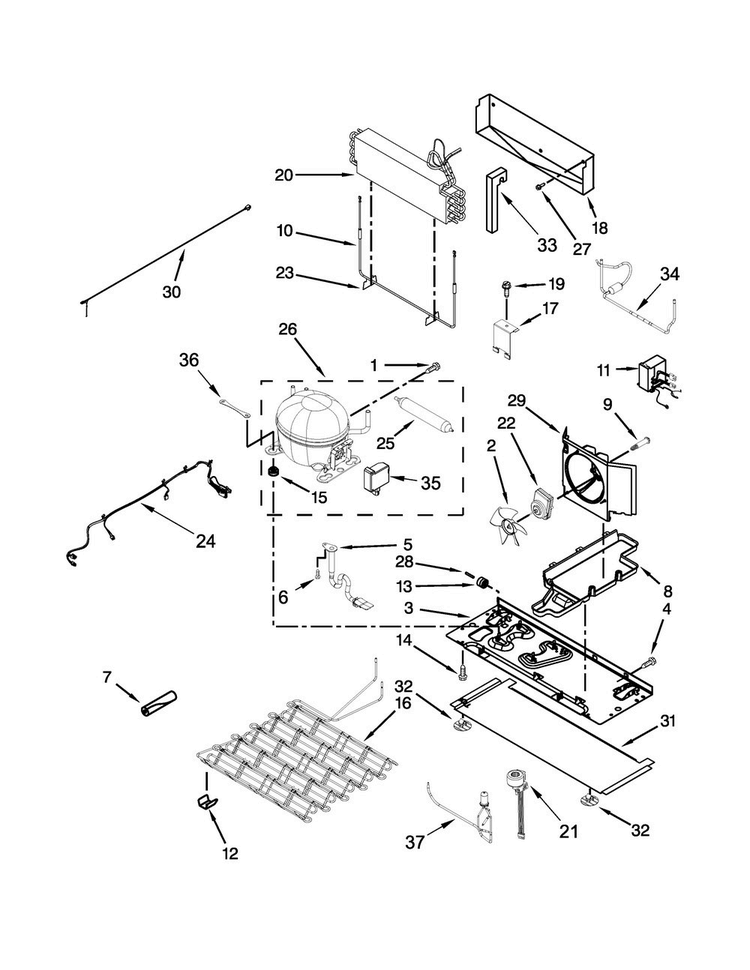 Unit Parts Diagram and Parts List for MFX2876DRH01  Maytag Refrigerator