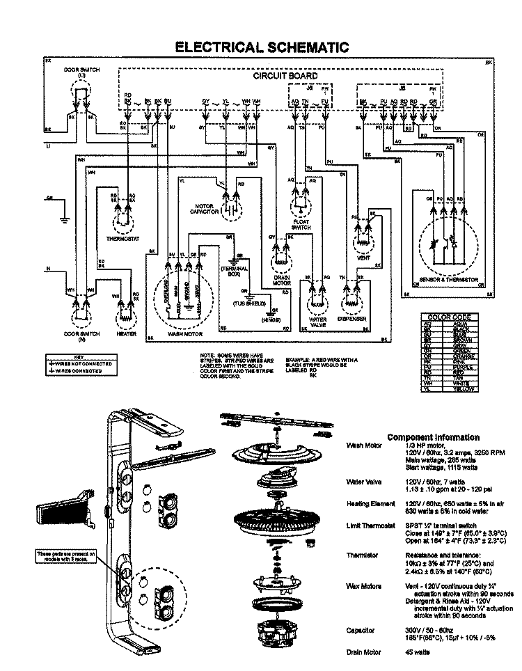 WIRING INFORMATION Diagram and Parts List for MDBTT50AWW  Maytag Dishwasher