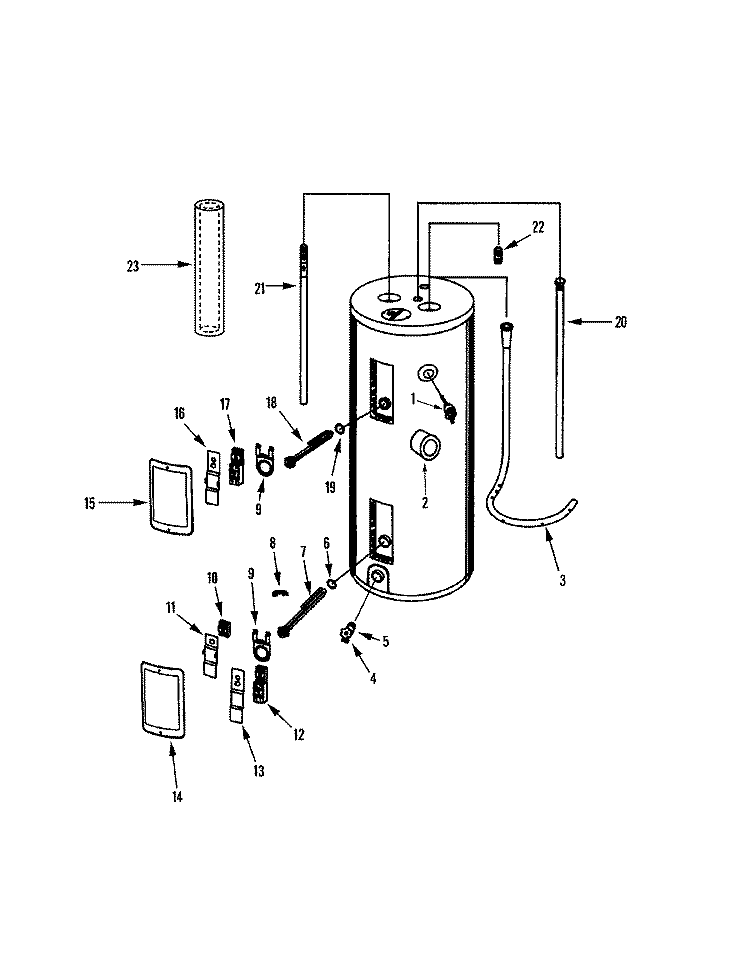 BODY Diagram and Parts List for HRE3930T  Maytag Water Heater