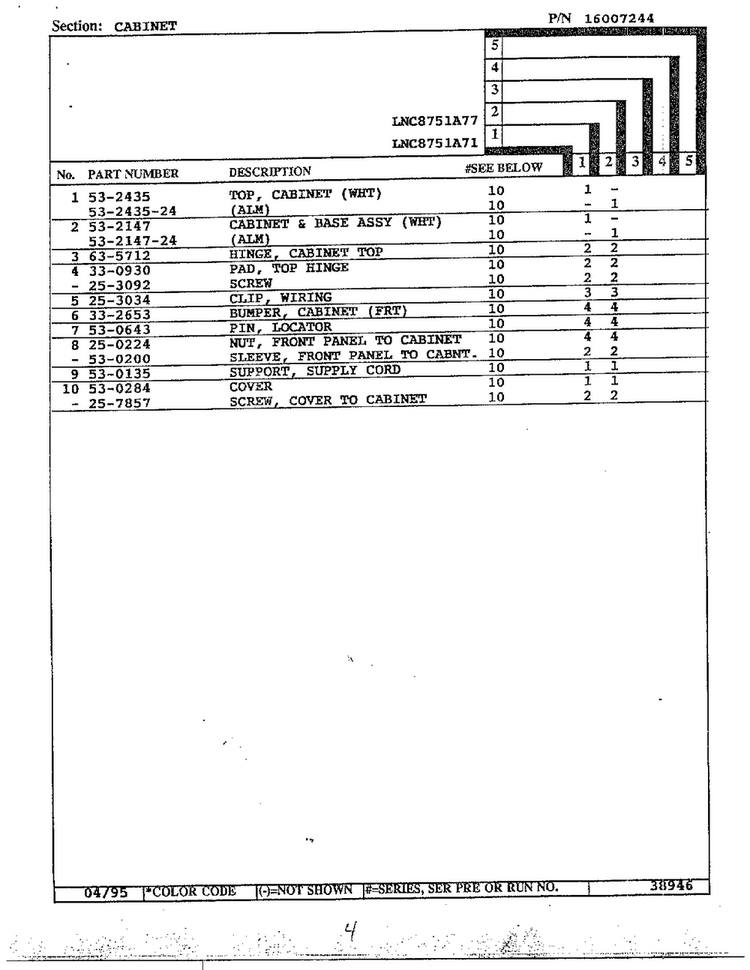 Cabinet Page 2 Diagram and Parts List for LNC8751A71  Maytag Dryer