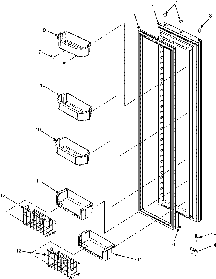 FREEZER DOOR Diagram and Parts List for GS2624PEKW  Maytag Refrigerator