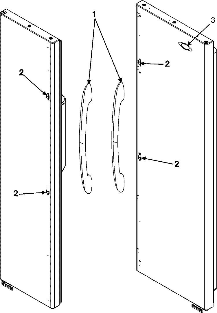 HANDLES Diagram and Parts List for CS26G3W  Crosley Refrigerator