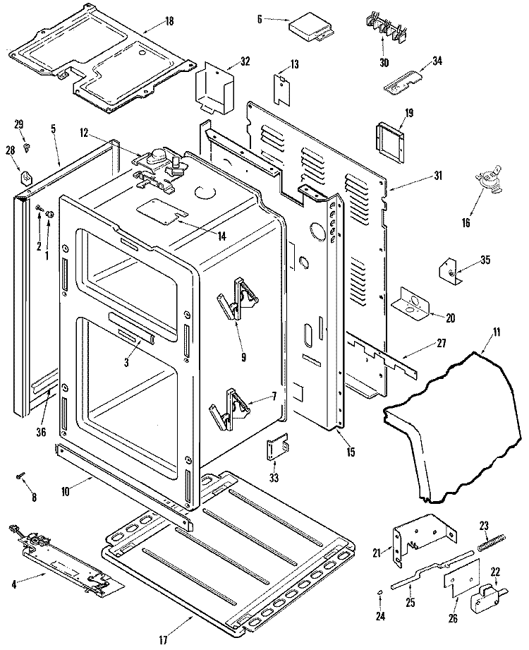 BODY Diagram and Parts List for MER6555AAQ  Maytag Range