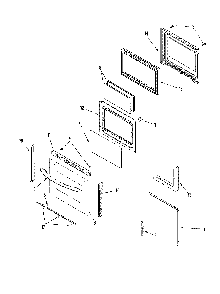 DOOR (LOWER) Diagram and Parts List for MER6555AAQ  Maytag Range