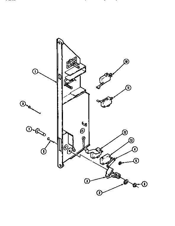 Interlock Switches-uppr Diagram and Parts List for WM2750B M167B Jenn-Air Wall Oven