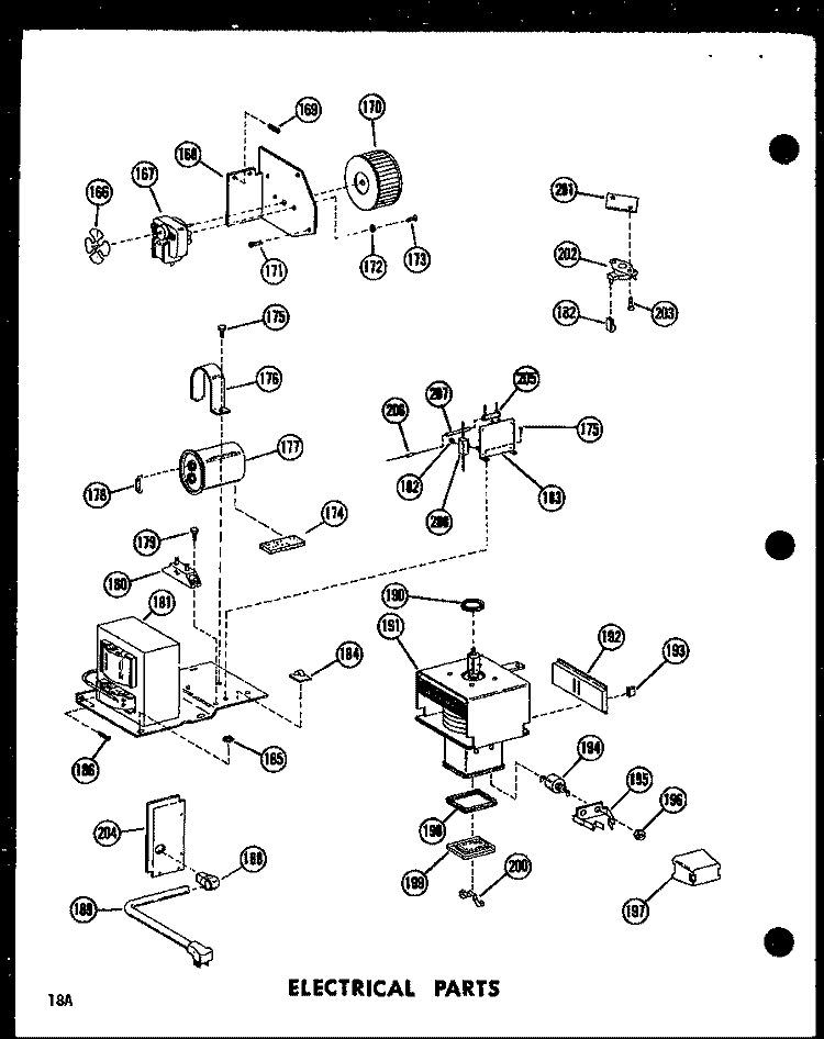 ELECTRICAL PARTS Diagram and Parts List for RC-7D P7130103M Amana Microwave