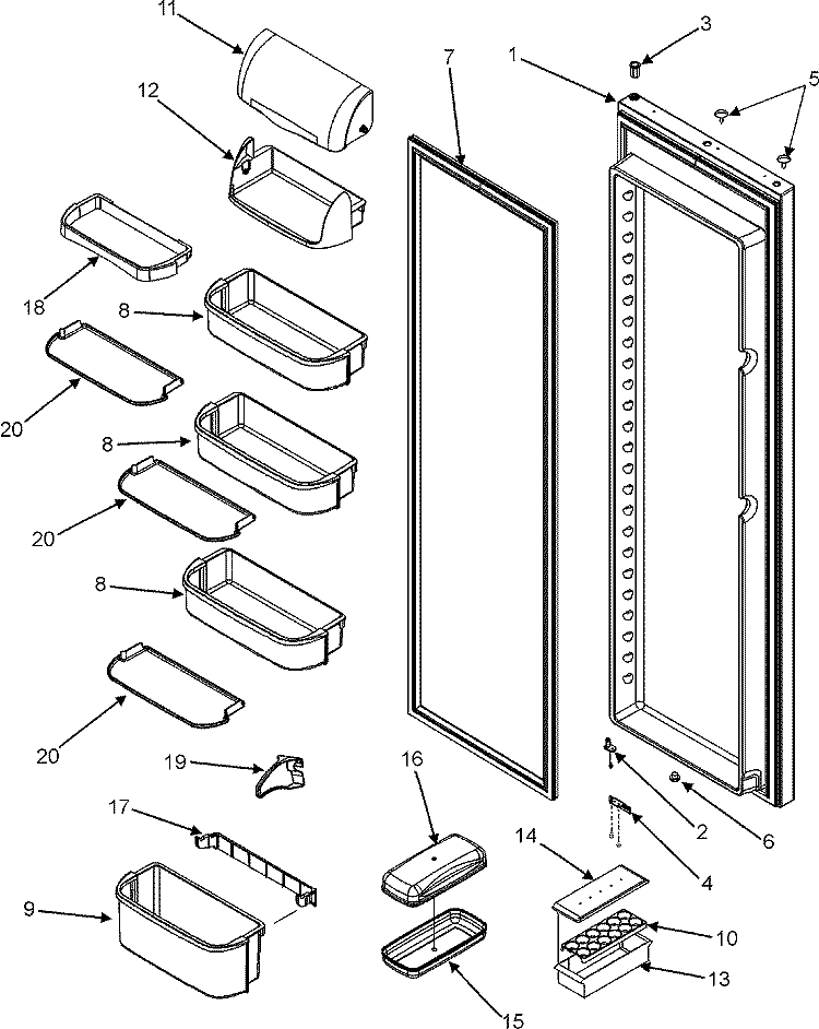 REFRIGERATOR DOOR Diagram and Parts List for PSD269LHEQ  Maytag Refrigerator