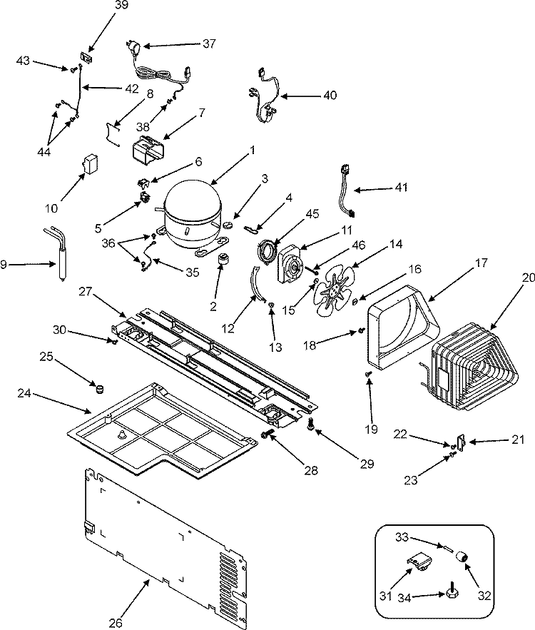 COMPRESSOR Diagram and Parts List for MTN1502AEW  Maytag Refrigerator