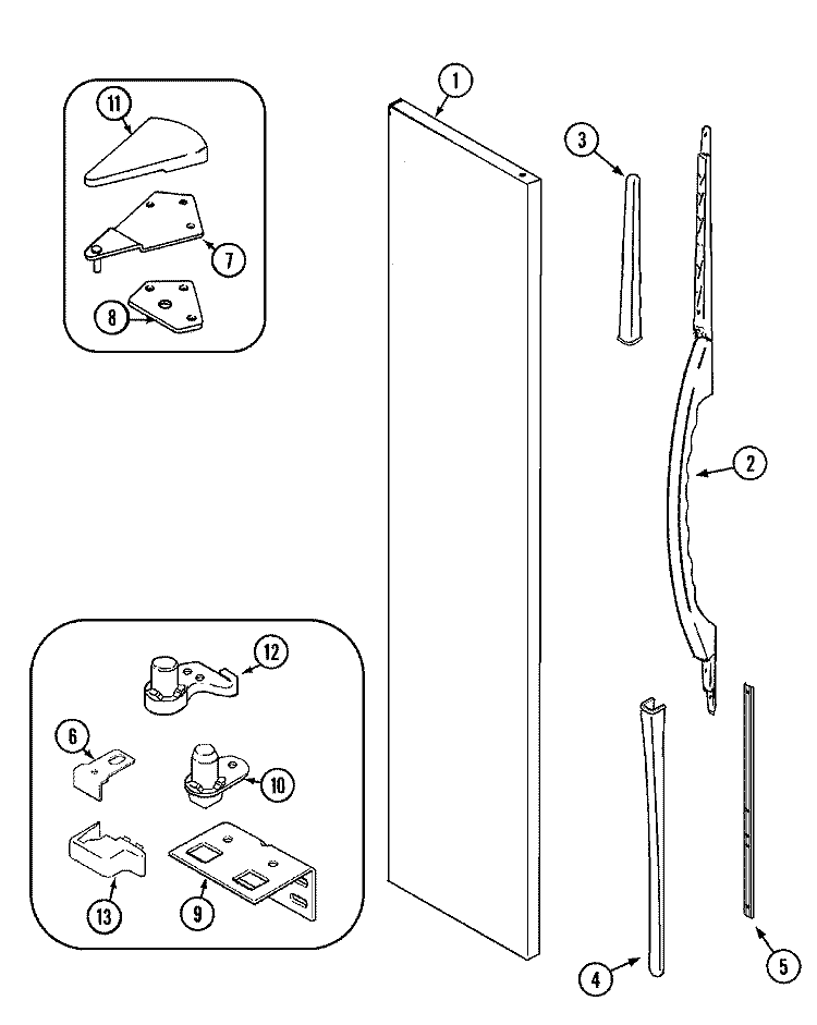 FREEZER OUTER DOOR (GS2126PEDW REV 20) Diagram and Parts List for GS2126PEDW  Maytag Refrigerator