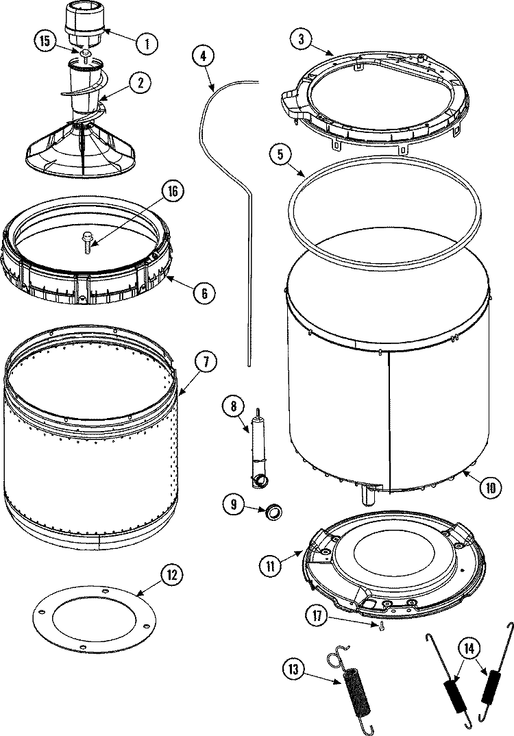 TUB, INNER & OUTER (SERIES 12) Diagram and Parts List for SAV515DEWW  Maytag Washer