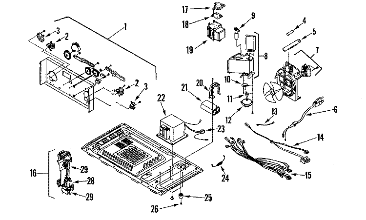 INTERNAL CONTROLS / LATCH ASY / BASE Diagram and Parts List for AMC5108AAW  Amana Microwave