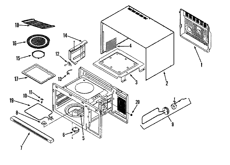 BODY / CAVITY / ELEMENTS Diagram and Parts List for AMC5108AAW  Amana Microwave