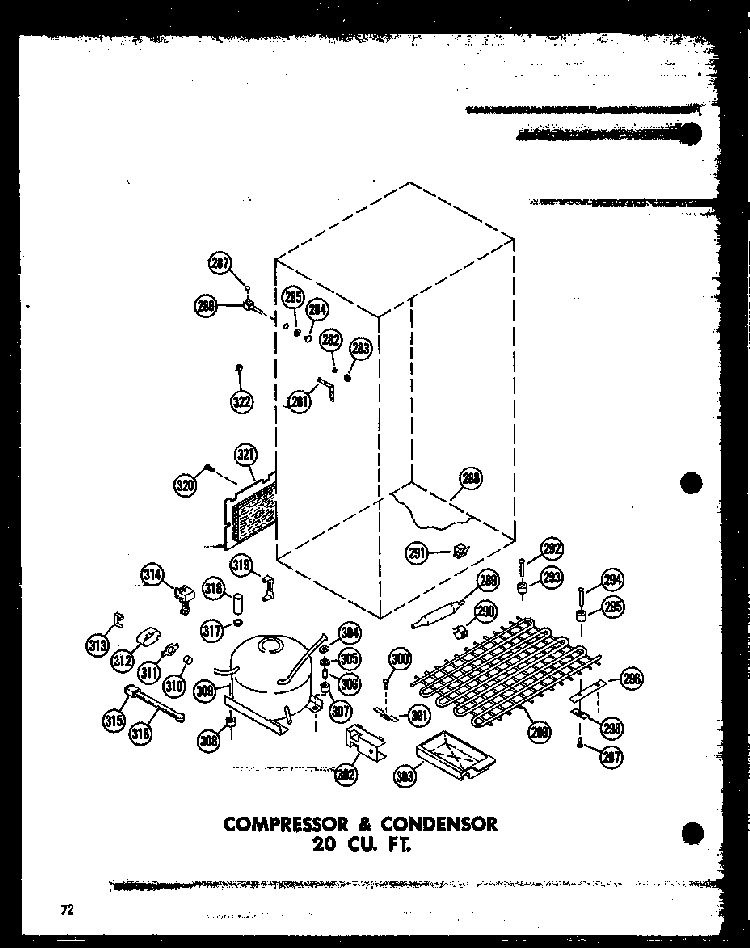 Compressor & Condensor 20 Cu. Ft. Diagram and Parts List for T16J-P60178-1W  Amana Refrigerator