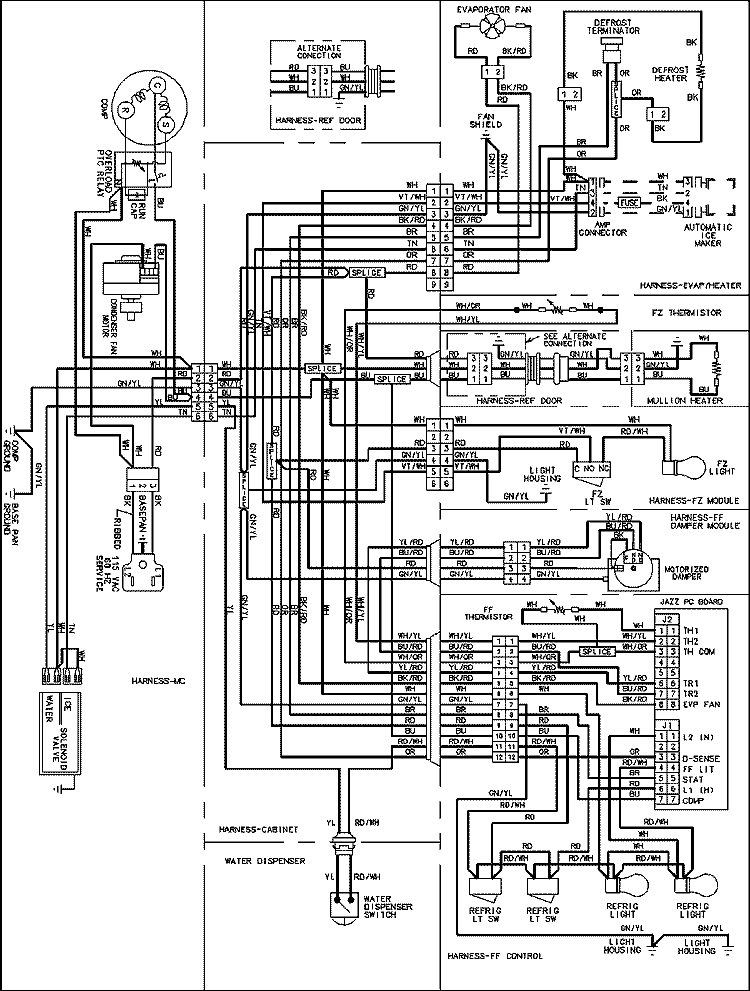 WIRING INFORMATION Diagram and Parts List for JFC2087HRP  Jenn-Air Refrigerator