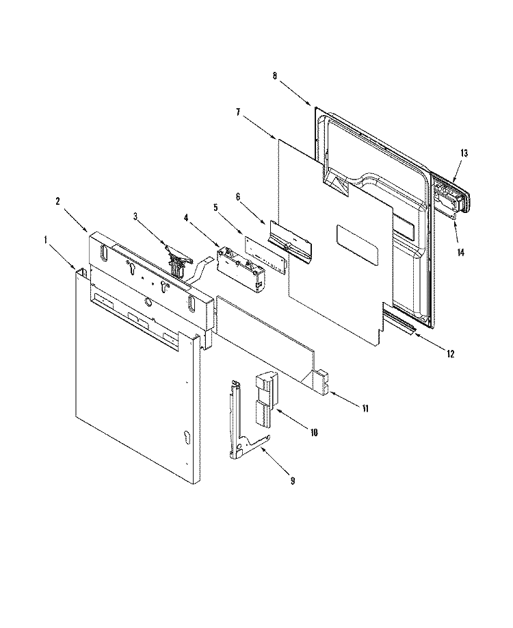 CONTROL PANEL & DOOR Diagram and Parts List for NDB8630AWZ  Maytag Dishwasher