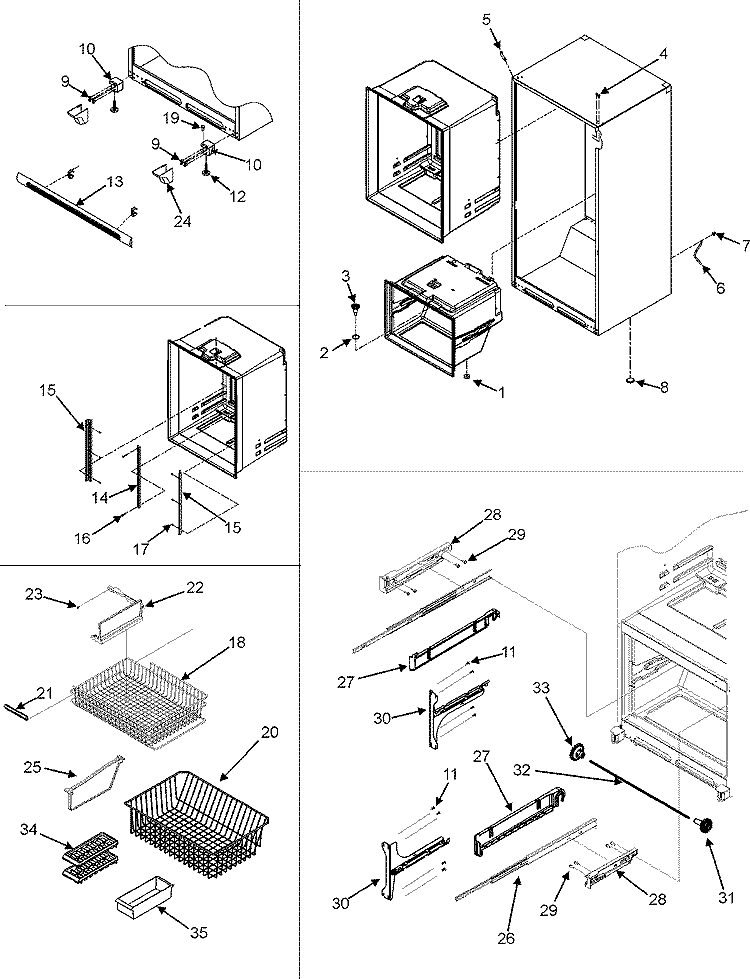 INTERIOR CABINET & FREEZER SHELVES Diagram and Parts List for CB19G7W  Crosley Refrigerator