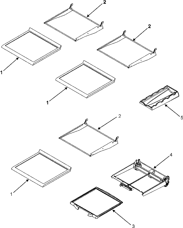 REFRIGERATOR SHELVES Diagram and Parts List for MFD2560HES  Maytag Refrigerator