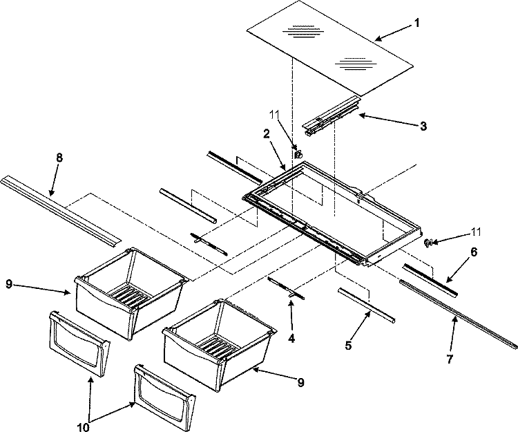 CRISPER ASSEMBLY Diagram and Parts List for MFI2568AEB  Maytag Refrigerator