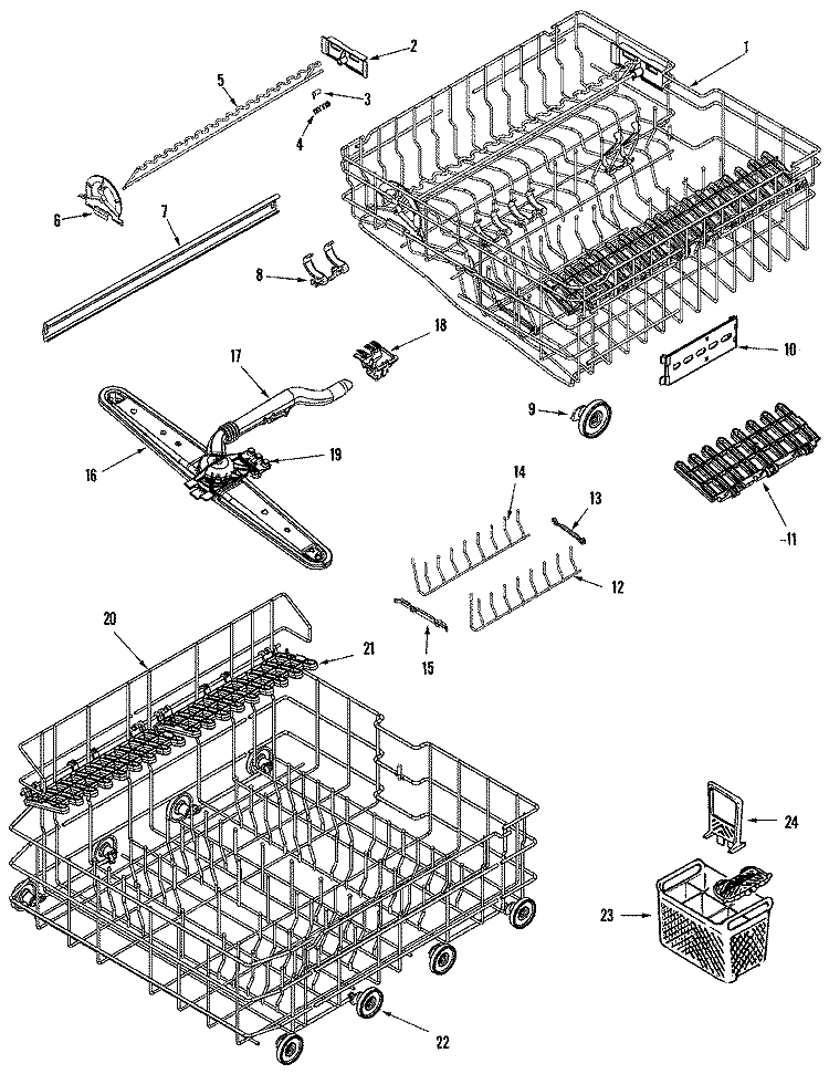 RAIL & RACK ASSEMBLY Diagram and Parts List for JDB1080AWQ  Jenn-Air Dishwasher