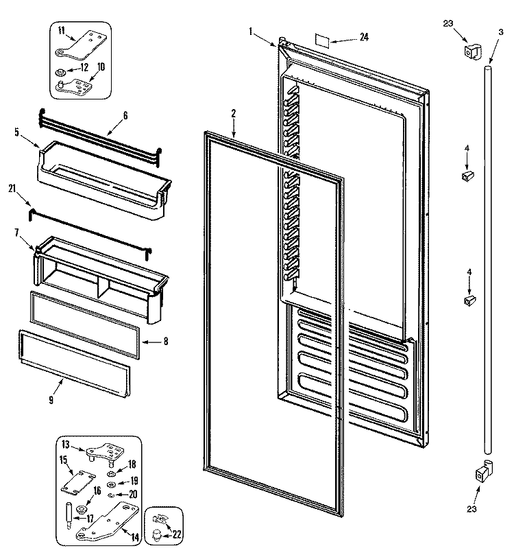 FRESH FOOD DOOR Diagram and Parts List for JS48PPFXDA  Jenn-Air Refrigerator