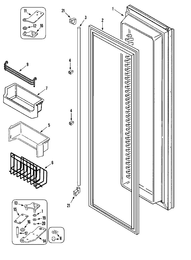 FREEZER DOOR Diagram and Parts List for JS48PPFXDA  Jenn-Air Refrigerator