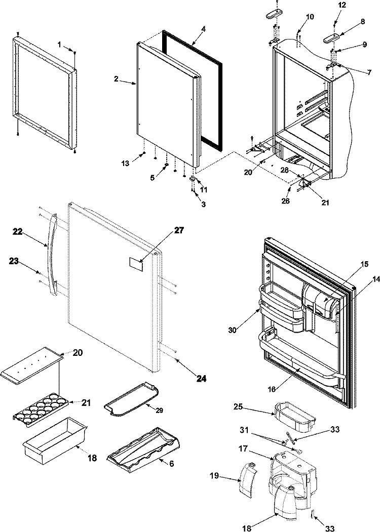 REFRIGERATOR DOOR Diagram and Parts List for ABC2037DEB  Amana Refrigerator