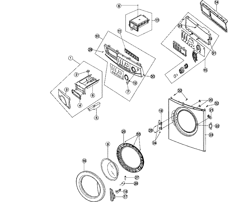DOOR - FRONT PANEL Diagram and Parts List for MAH2400AWW  Maytag Washer