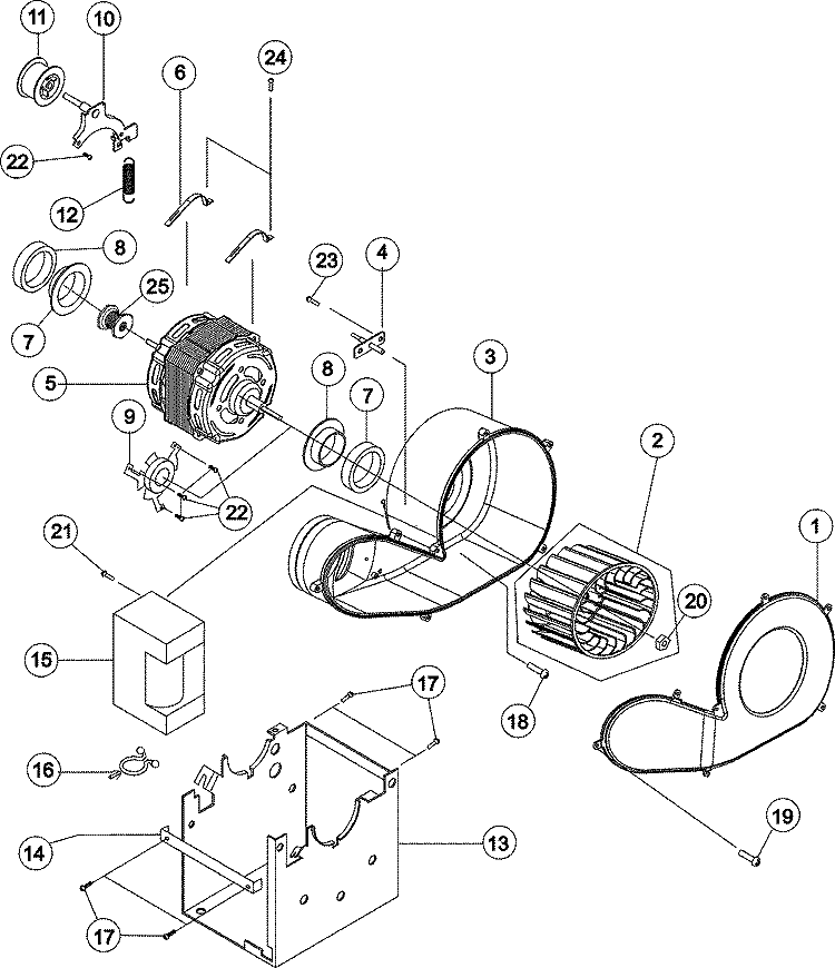 BLOWER Diagram and Parts List for MDE2400AYW  Maytag Dryer