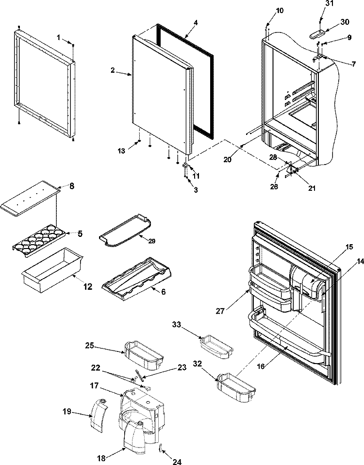 REFRIGERATOR DOOR Diagram and Parts List for ABD2533DEB  Amana Refrigerator