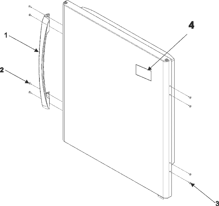 REFRIGERATOR DOOR HANDLE & TRIM Diagram and Parts List for ABD2533DEB  Amana Refrigerator