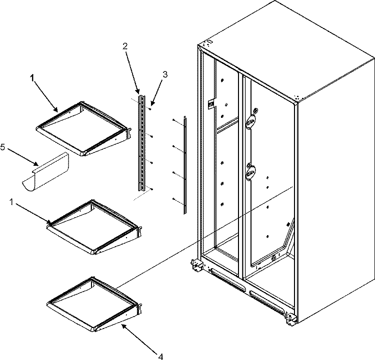 REFRIGERATOR SHELVES Diagram and Parts List for MSD265RHEB  Maytag Refrigerator