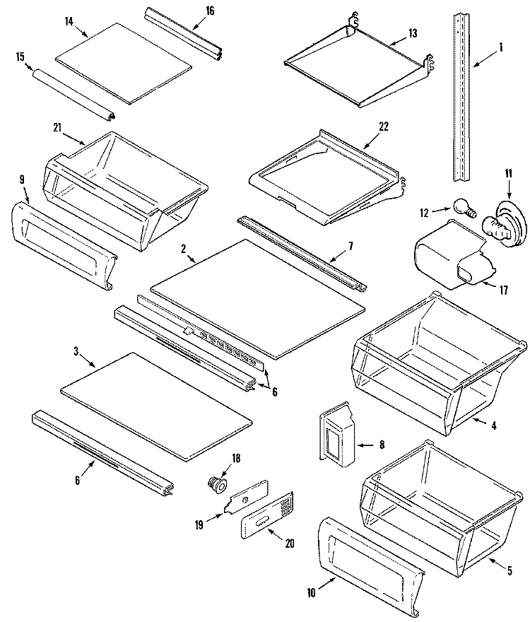 SHELVES & ACCESSORIES Diagram and Parts List for MSD2735GRW  Maytag Refrigerator
