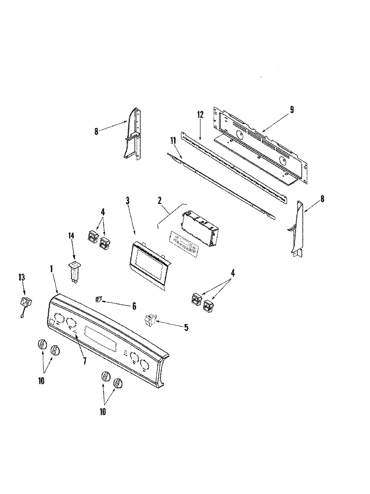 CONTROL PANEL Diagram and Parts List for CE38600ACV  Crosley Range