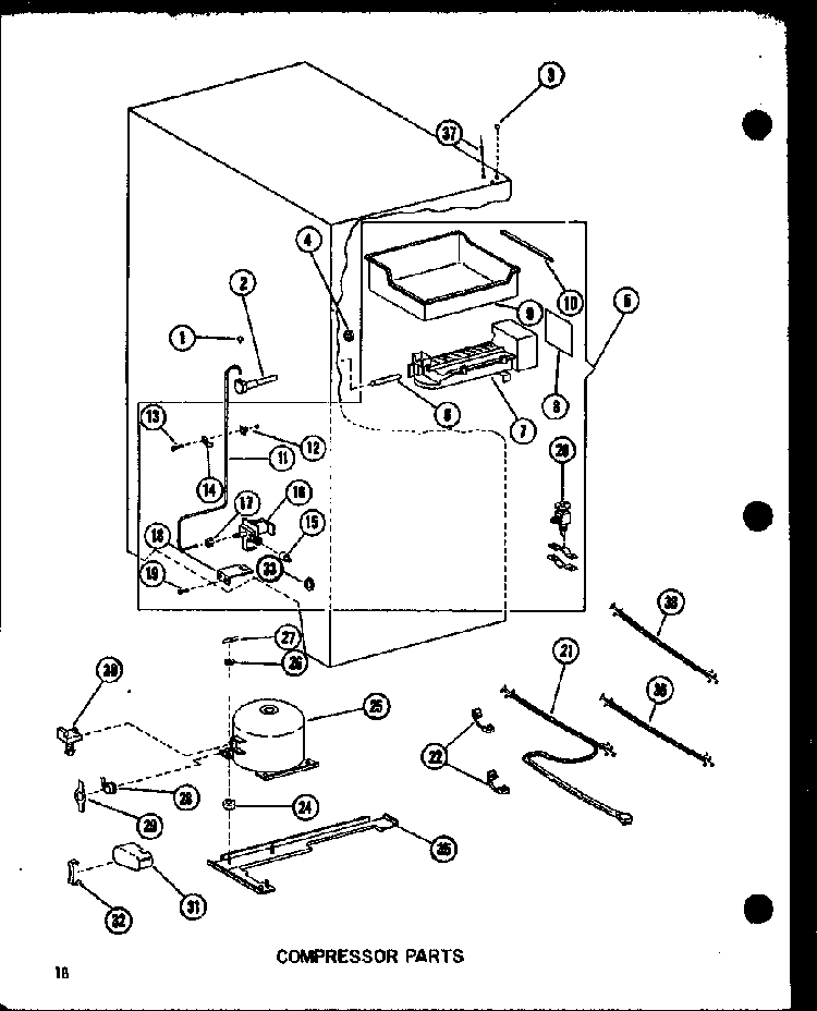 Compressor Parts Diagram and Parts List for BCI20BG-P6023518WG  Amana Refrigerator