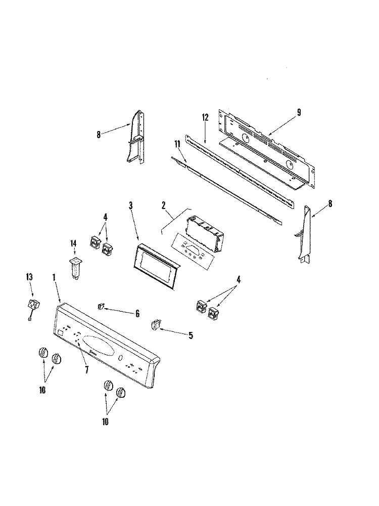 CONTROL PANEL Diagram and Parts List for PER4311ACW  Maytag Range