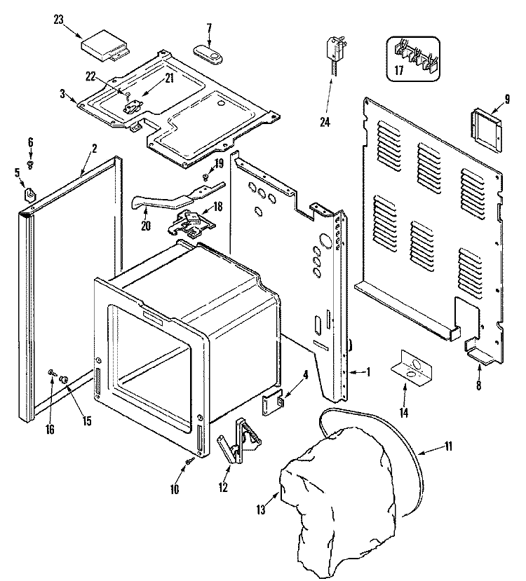 BODY Diagram and Parts List for AER5511ACW  Amana Range