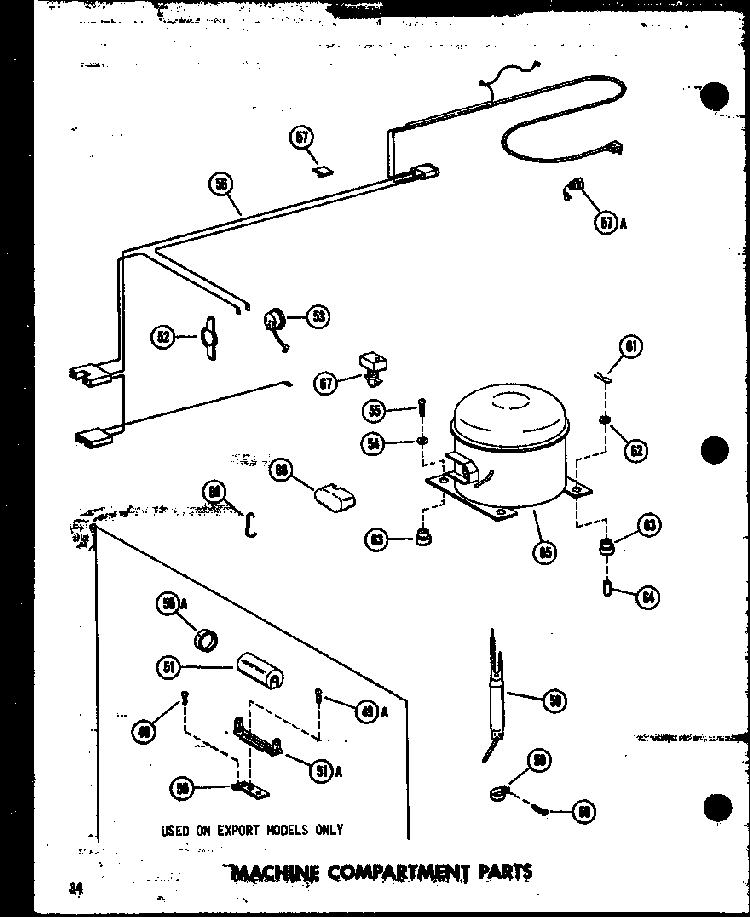 Machine Compartment Parts Diagram and Parts List for C28F-A P60212-74WA Amana Freezer