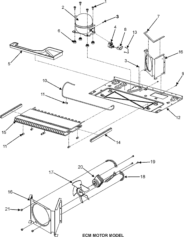 COMPRESSOR Diagram and Parts List for MSD2357HEQ  Maytag Refrigerator