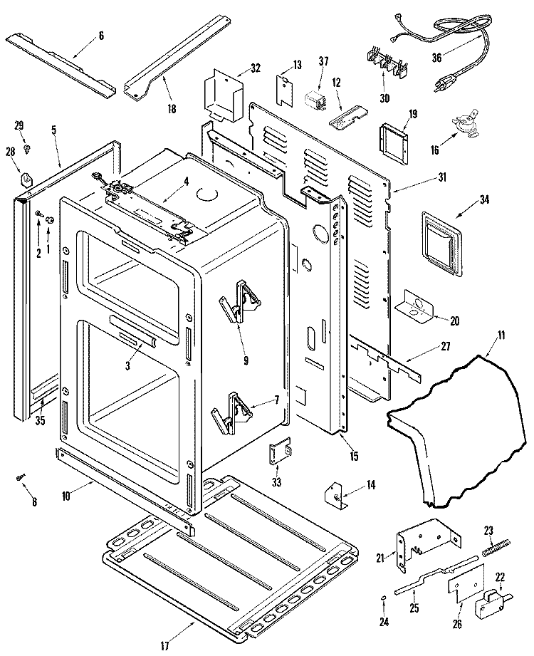 BODY Diagram and Parts List for MER6875ACF  Maytag Range