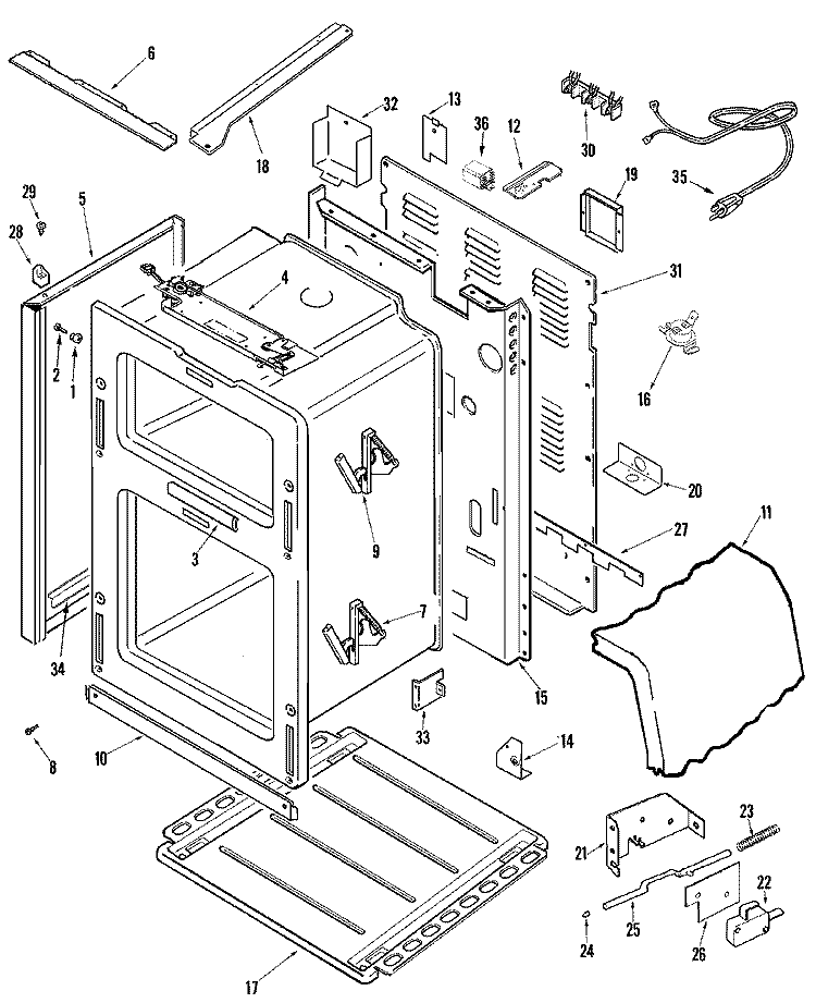 BODY Diagram and Parts List for MER6775ACB  Maytag Range