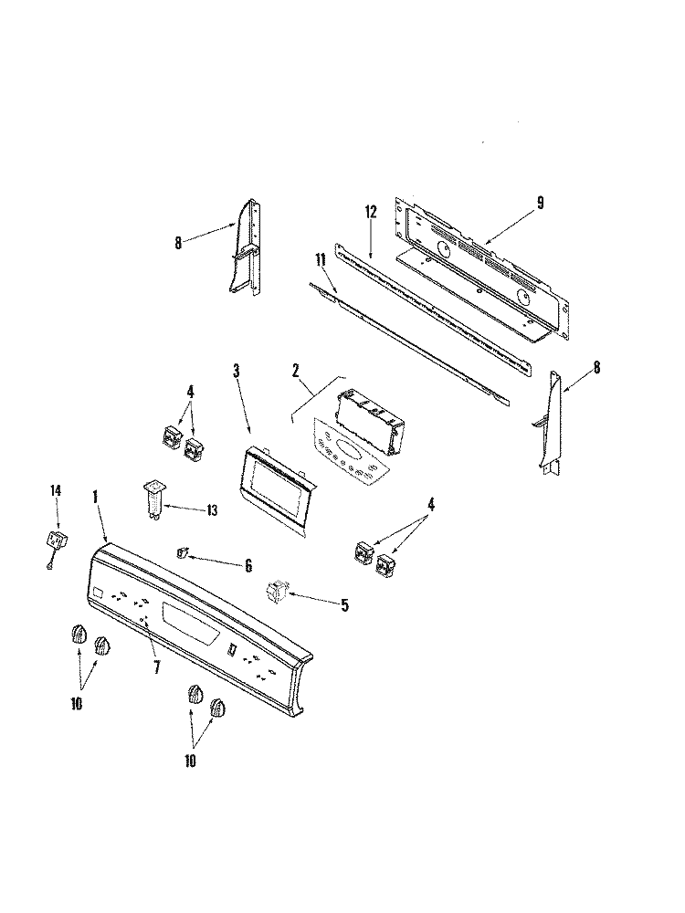 CONTROL PANEL Diagram and Parts List for AER5511ACW  Amana Range