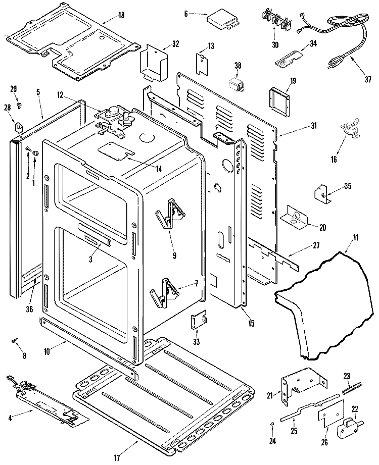 BODY Diagram and Parts List for MER6555ACW  Maytag Range