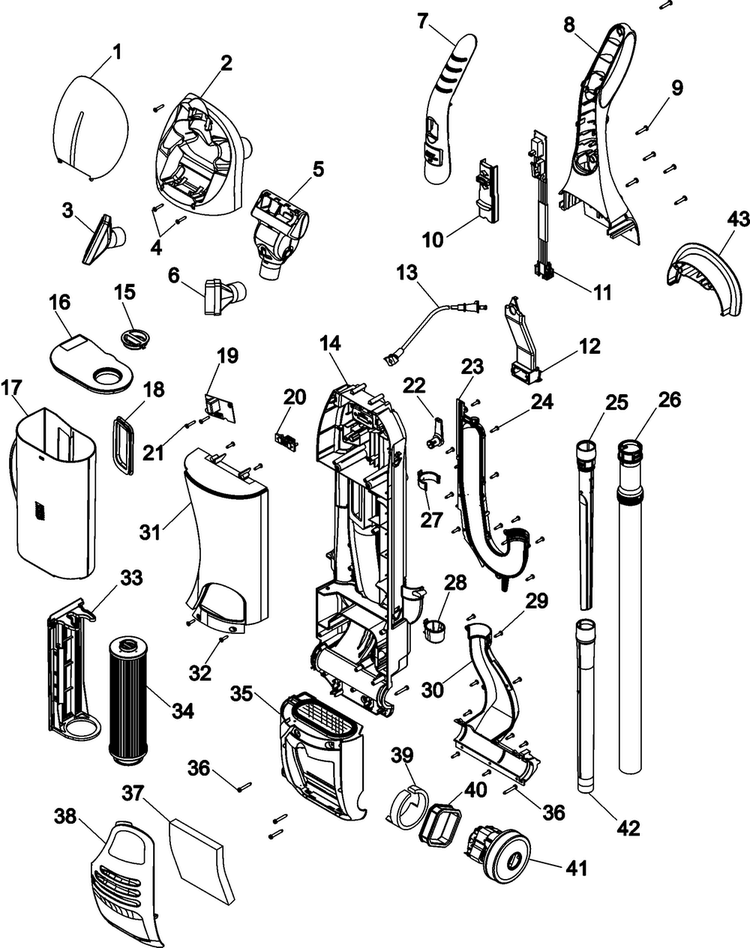 Upper Assembly Diagram and Parts List for U8171-900  Hoover Upright Vacuum