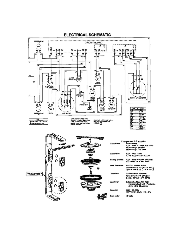 Wiring Information Diagram and Parts List for MDB8551AWB  Maytag Dishwasher