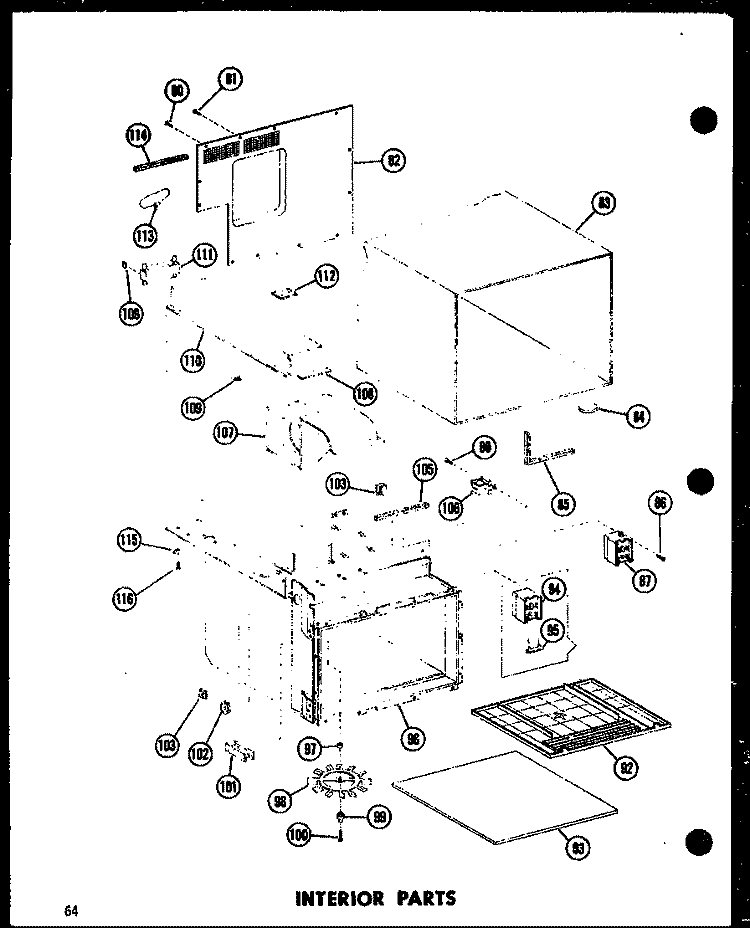 INTERIOR PARTS Diagram and Parts List for RC-7D P7130102M Amana Microwave